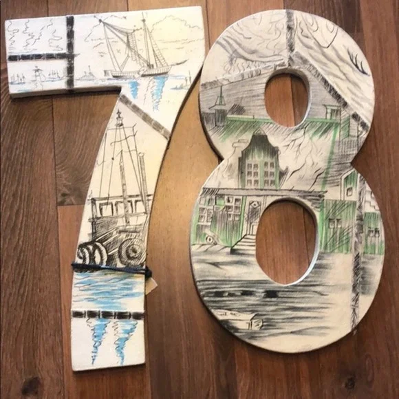 Anthropologie hand painted Swarm numbers - Picture 5 of 7